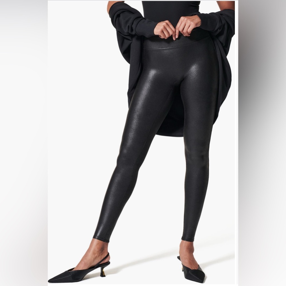 SPANX Black Faux-Leather Leggings